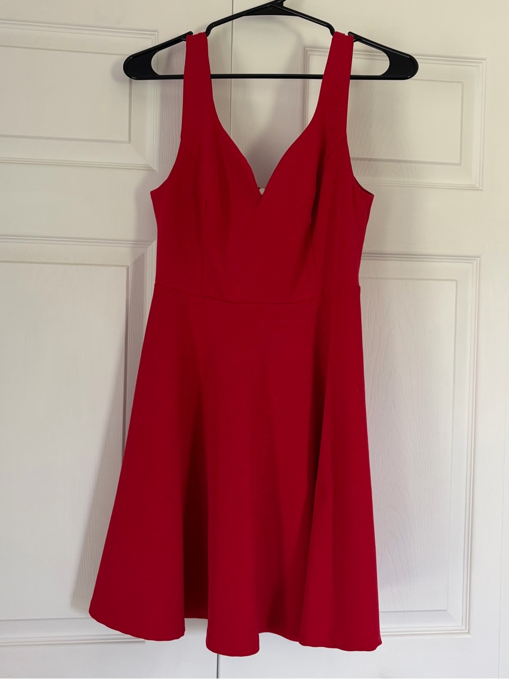 Red V-Neck Fit & Flare Mini Dress